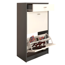  Kétrészes cipősszekrény, fehér/grafit, VIVAT NEW TYP 1 bútor