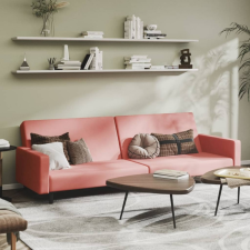  Kétszemélyes rózsaszín bársony kanapéágy bútor