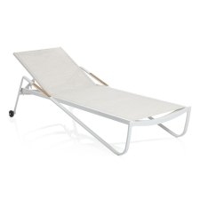 Kettler KETTLER DIAMOND alumínium napozóágy teakfa karfával – fehér / krém kerti bútor