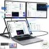  Kettős kiterjeszthető monitor, laptop állvánnyal, Qova®, 15.6 hüvelykes FHD 1080P, 1920 × 1080 felbontású, illesztőprogram nélküli Plug &amp; Play laptop kiterjesztő, USB-C, HDMI, 16:9 nagy kijel