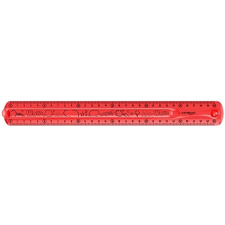 KeyRoad 30 cm hajlékony, piros vonalzó