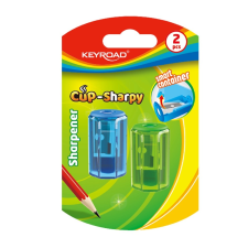 KeyRoad Hegyező 1 lyukú tartályos 2 db/bliszter Keyroad Cup Sharpy vegyes színek hegyező