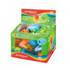 KeyRoad Hegyező 2 lyukú tartályos 24 db/display Starfish vegyes színek (KEYROAD_38410) hegyező