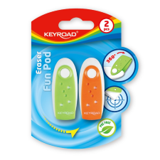 KeyRoad Radír, PVC mentes 2 db/bliszter Keyroad Fun Pod vegyes színek radír