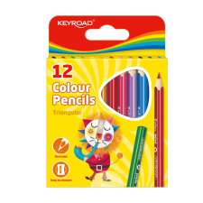 KeyRoad Színes ceruza készlet rövid, háromszögletű 12 db/bliszter Keyroad vegyes színek színes ceruza