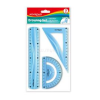 KeyRoad Vonalzókészlet, 20 cm, flexibilis vonalzó, szögmérő, derékszög vonalzó, 3 db/bliszter vegyes színek (KEYROAD_38549)