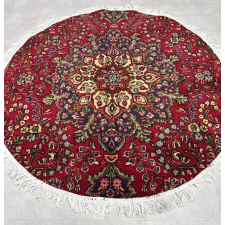  Kézi csomózású perzsa Tabriz Bordós Kékes szőnyeg  Kerek 140x140cm lakástextília