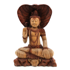  Kézműves Buddha Szobor - Shiva Kobrával - 50cm dekoráció
