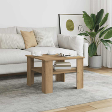  kézműves tölgy színű szerelt fa dohányzóasztal 60x60x42 cm bútor