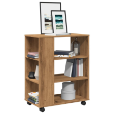  Kézműves tölgy színű szerelt fa kerekes szekrény 60 x 35 x 75cm bútor