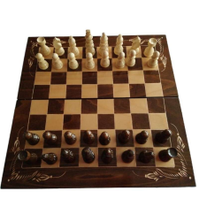 Kézzel készített fa sakkkészlet sakktábla doboz fa sakkfigurák backgammon dáma társasjáték társasjáték