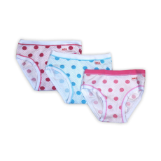 KICA Pamut lányka bugyi - Pamutdzsörzé - 3 darabos - pöttyös - rózsaszín-pink-világoskék - 122
