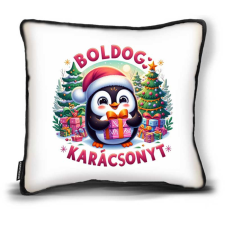 Kicsi karácsonyi díszpárna, Pingvin és csomagja karácsonyi dekoráció
