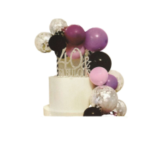 KidMania Csokor 10 db latex torta léggömb konfettivel, lila party kellék