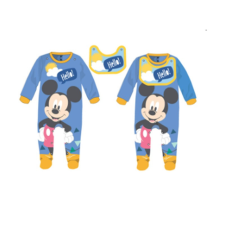 Kids Licencing Disney Mickey egér baba rugdalózó előkével - acélkék - 0-1 hónapos babának rugdalózó
