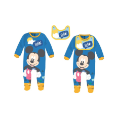 Kids Licencing Disney Mickey egér baba rugdalózó előkével - középkék - 0-1 hónapos babának rugdalózó