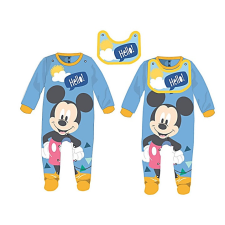 Kids Licencing Disney Mickey egér baba rugdalózó előkével - világoskék - 0-1 hónapos babának rugdalózó
