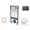 Kielle Genesis falra szerelhető WC szett, Villeroy &amp; Boch Architectura WC CeramicPlus bevonattal és softclose ülőkével, Kielle Gemini III matt fekete nyomólappal SANI11AK5102