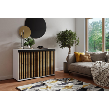 Kier Malani Duplo 140 Tolóajtós Komód 140cm, Fehér- Arany Tölgy bútor