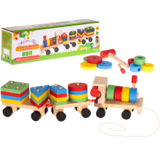 KIK Fa szortírozó ügyességi puzzle vonat mozdony + vagonok 30cm kisvasút