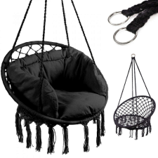 KIK Swing rojtos függőfotel párnákkal, 80cm, 150kg teherbírás, Fekete kerti bútor
