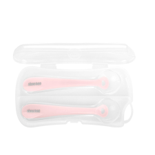 Kikkaboo etetőkanál szilikon tartóban 2db pink babaétkészlet