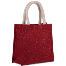 KIMOOD kisméretű jutavászon bevásárlótáska KI0272, Cherry Red/Gold kézitáska és bőrönd