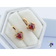  Kincső antiallergén piros szivecskés fülbevaló-18K fülbevaló