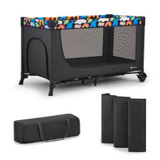 KinderKraft Joy 2 Happy Shapes 2in1 Utazóágy - fekete utazóágy