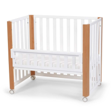  KINDERKRAFT SELECT Koya fa gyermekágy rácsos funkcióval, beleértve a matracot White, Premium kiságy, babaágy