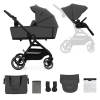 KinderKraft Select Yoxi 2 az 1-ben Kombinált Prémium Babakocsi Moonlight Grey - Mózeskosárból Sportüléssé Alakítható, Könnyű és Kompakt Kivitelben, Elegáns Szürke Színben