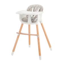 KinderKraft Sienna 2in1 etetőszék fa lábbal - Szürke etetőszék