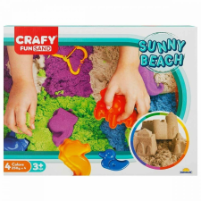 Kinetikus homokkészlet, Crafy Fun Sand, Sunny Beach, 13 db, 1 kg homok kreatív és készségfejlesztő