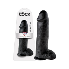 King Cock 12 herés nagy dildó (30 cm) - fekete műpénisz, dildó