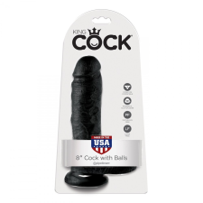 King Cock 8&quot; dildó, herékkel (20 cm - fekete) műpénisz, dildó