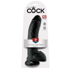 King Cock 9 - nagy tapadótalpas, herés dildó (23cm) - fekete műpénisz, dildó