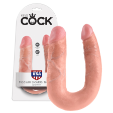  King Cock dupla dildó (közepes) - natúr műpénisz, dildó