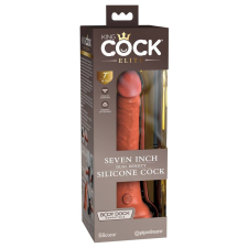 King Cock Elite 7- tapadótalpas, élethű dildó (18cm) - sötét natúr műpénisz, dildó