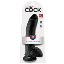 King Cock King Cock 9 - nagy tapadótalpas, herés dildó (23cm) - fekete műpénisz, dildó