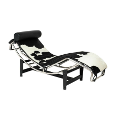 King Home King Home Divano Pony Pihenőszék Természetes Fekete-Fehér Bőr Króm bútor