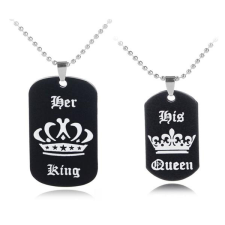 King - Queen dögcédulás páros nyaklánc nyaklánc