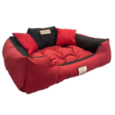 Kingdog vízálló kutyafekhely piros 75x65cm + 2 párna szállítóbox, fekhely kutyáknak