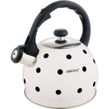 Kinghoff KH-1050 Teáskanna, Sípszóval, Fehér-Fekete Pöttyös, 2.0L (KH-1050) vízforraló és teáskanna