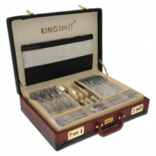 Kinghoff KH 3504 evőeszköz készlet, 72 részes, 12 személyes, tok, rozsdamentes acél, ezüst tányér és evőeszköz