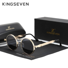 Kingseven kerek lencsés polarizált napszemüveg fekete-arany napszemüveg
