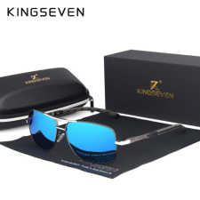 Kingseven KINGSEVEN férfi napszemüveg, polarizált kék lencse, ezüst-szürke alumínium kerettel napszemüveg