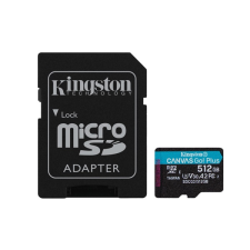 Kingston 512gb sd micro canvas go! plus (sdxc class 10 uhs-i u3) (sdcg3/512gb) memória kártya adapterrel memóriakártya