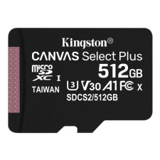 Kingston 512gb sd micro canvas select plus (sdxc class 10 a1) (sdcs2/512gbsp) memória kártya memóriakártya