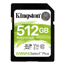 Kingston 512GB SDXC Canvas Select Plus Class 10 100R C10 UHS-I U3 V30 memóriakártya