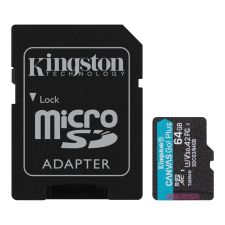 Kingston 64GB Canvas Go! Plus microSDXC UHS-I CL10 memóriakártya + Adapter memóriakártya